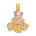 14K Two-Tone Gold Teddy Bear With ABC Blocks Charm Pendant - (A93-525)