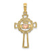 14K Two-Tone Gold Cross With Claddagh & Heart Charm Pendant - (A93-581) 14K Two-Tone Gold Cross With Claddagh & Heart Charm Pendant - (A93-581)