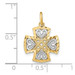 14K Yellow Gold Two-tone Hearts with Diamond-cut Maltese Cross Charm Pendant - (A94-197)