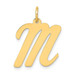 14K Yellow Gold Large Script Initial Letter M Charm Pendant - (B11-912)