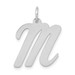 14K White Gold Large Script Initial Letter M Charm Pendant - (B11-942)