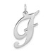 14K White Gold Large Fancy Script Initial Letter F Charm Pendant - (B13-419)