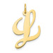 14K Yellow Gold Large Fancy Script Initial Letter L Charm Pendant - (B13-424)