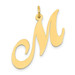 14K Yellow Gold Large Fancy Script Initial Letter M Charm Pendant - (B13-502)