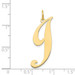 14K Yellow Gold Large Fancy Script Initial Letter J Charm Pendant - (B13-532)