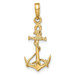 14K Yellow Gold 3-D Anchor w/Shackle and Entwined Rope Pendant - (A83-183)
