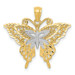 14K Yellow Gold Rhodium Fancy Butterfly Pendant - (A83-252)