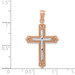 14K Rose Gold Rhodium Plated Diamond-cut Cross Pendant - (A84-141)