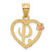 14K Two-tone Gold Initial Letter I In Heart Charm Pendant - (A84-483)