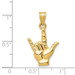 14K Yellow Gold Polished I Love You Hand Sign Language Charm - (A84-758) 14K Yellow Gold Polished I Love You Hand Sign Language Charm - (A84-758)