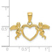 14K Yellow Gold Flying Cherubs Holding Heart Pendant - (A84-952)