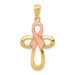 14K Yellow Gold Yellow and Rose Gold Polished Pink Ribbon Cross Pendant - (A85-515) 14K Yellow Gold Yellow and Rose Gold Polished Pink Ribbon Cross Pendant - (A85-515)