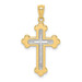 14K Yellow Gold and White Gold Polished Budded Cross - (A85-666) 14K Yellow Gold and White Gold Polished Budded Cross - (A85-666)