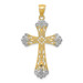14K Yellow Gold Two-tone Diamond-cut Cross Pendant 38mm length - (A86-859)