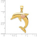 14K Yellow Gold Two Tone Dolphin with Heart Pendant - (A87-265)