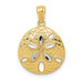 14K Two-tone Gold with Rhodium Diamond-cut Polished Sand Dollar Pendant - (A87-548)