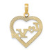 14K Yellow Gold I Heart You In Heart Frame Charm Pendant - (A89-484)