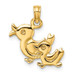14K Yellow Gold 3-D Double Ducks Charm Pendant - (A91-153)
