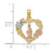 14K Tri-Color Gold Motherly Love With Flowers In Heart Charm Pendant - (A93-324)