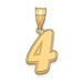14K Yellow Gold Polished Script Number 4 Pendant - (B14-620)