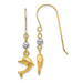 14K Yellow Gold Two Toned Puffed Dolphin Shepherd Hook Earrings - (B36-870)