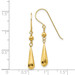 14K Yellow Gold Grooved Puffed Teardrop Shepherd Hook Earrings - (B42-533)