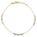 14K Tri-Color Gold Adjustable Heart Anklet - Length 9'' inches - (C64-245) 14K Tri-Color Gold Adjustable Heart Anklet - Length 9'' inches - (C64-245)