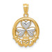 14K Yellow Gold Rhodium Claddagh with Shamrock Pendant - (A83-428)
