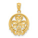 14K Yellow Gold Rhodium Claddagh with Shamrock Pendant - (A83-428)