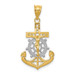 14K Yellow Gold with White Rhodium Diamond-cut Mariners Cross Pendant - (A83-561)