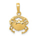 14K Yellow Gold Solid Polished Open-Backed Crab Pendant - (A84-268) 14K Yellow Gold Solid Polished Open-Backed Crab Pendant - (A84-268)