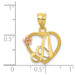 14K Two-tone Gold Initial Letter A In Heart Charm Pendant - (A84-330)