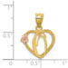 14K Two-tone Gold Initial Letter O In Heart Charm Pendant - (A84-509)