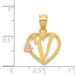 14K Two-tone Gold Initial Letter V In Heart Charm Pendant - (A84-512)