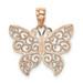 14K Rose Gold Polished Filigree Butterfly Pendant - (A85-131)