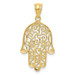 14K Yellow Gold Filigree Hamsa Pendant - (A85-510)