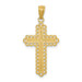 14K Two-tone Gold Two-tone Diamond-cut Budded Cross Pendant - (A85-806)