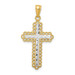 14K Two-tone Gold Two-tone Diamond-cut Budded Cross Pendant - (A85-806)