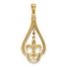 14k Yellow Gold Diamond-cut Polished Fleur de Lis Dangle Pendant - (A85-998)