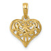 14K Yellow Gold Diamond-cut Open Filgree Fleur-de-lis Heart Pendant - (A86-907) 14K Yellow Gold Diamond-cut Open Filgree Fleur-de-lis Heart Pendant - (A86-907)