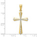 14K Yellow Gold Rhodium Diamond-cut Cross Pendant 30mm length - (A87-175)