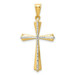 14K Yellow Gold Rhodium Diamond-cut Cross Pendant 30mm length - (A87-175)