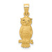 14k Yellow Gold Satin Diamond-cut Owl Pendant - (A87-249)