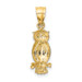14k Yellow Gold Satin Diamond-cut Owl Pendant - (A87-249)