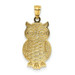 14K Two-tone Gold with Rhodium Polished & Textured Owl Pendant - (A87-344) 14K Two-tone Gold with Rhodium Polished & Textured Owl Pendant - (A87-344)