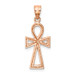 14K Rose Gold Polished Ankh Pendant - (A90-428)