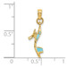 14K Yellow Gold 3-D Aqua Enamel Open Toe High Heel Charm Pendant - (A91-759)