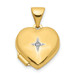 14K Yellow Gold 12mm Heart with Diamond Locket 12x12mm - (A99-580)