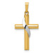 14K Two-tone Gold Hollow Cross Charm - (B11-479)