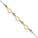 14K Two-tone Gold Oval Link with Diamond-cut Beads & Heart with 1'' extension Anklet - Length 9'' inches - (C64-260) 14K Two-tone Gold Oval Link with Diamond-cut Beads & Heart with 1'' extension Anklet - Length 9'' inches - (C64-260)